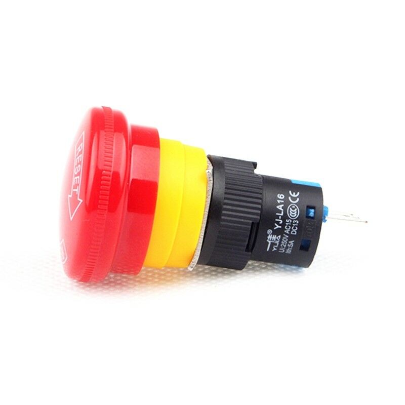1PCS Emergency Stop Push Button Switch Latching 1NO 1NC 16mm 3 pins Com+NO+NC