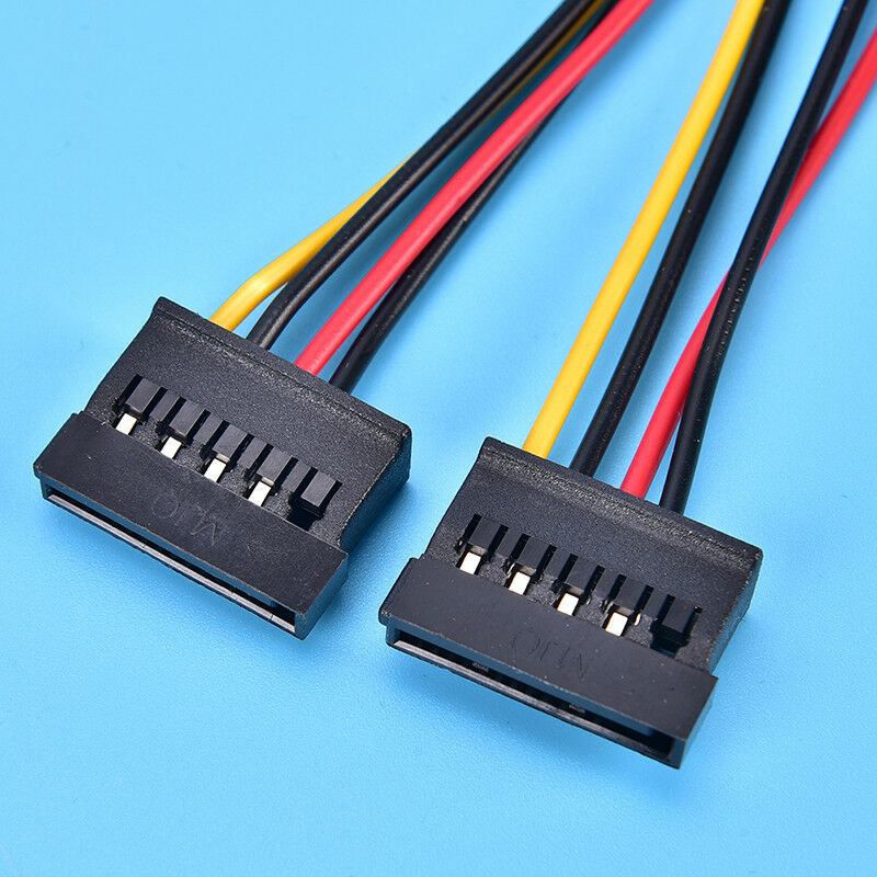Molex to 2 SATA Dual Power Y Splitter Adaptor Cable Lead 2 Way 4 Pin -15 .l8