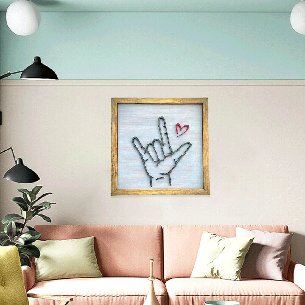 Gesture Wall Art Poster Paintings TV Wood Heart Lover Living Room Decoratoin