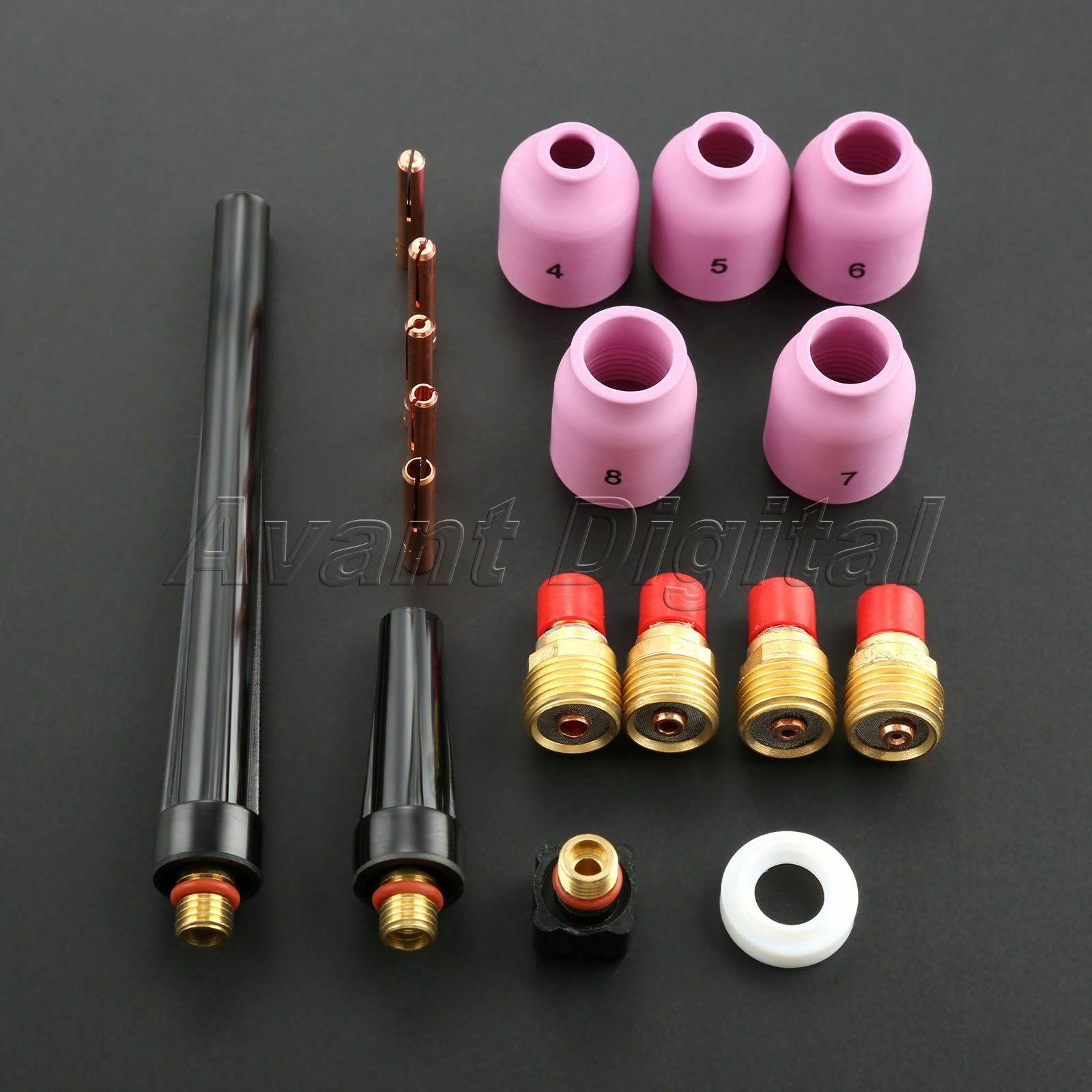 18PCS TIG Gas Lens Collet Body TIG Back Cap Welding Torch SR WP9 20 25 Supplies