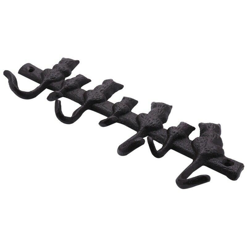7 Cats Cast Iron Wall Hanger-Decorative Keys Holder with 7 Hooks-Wall Mounted M7