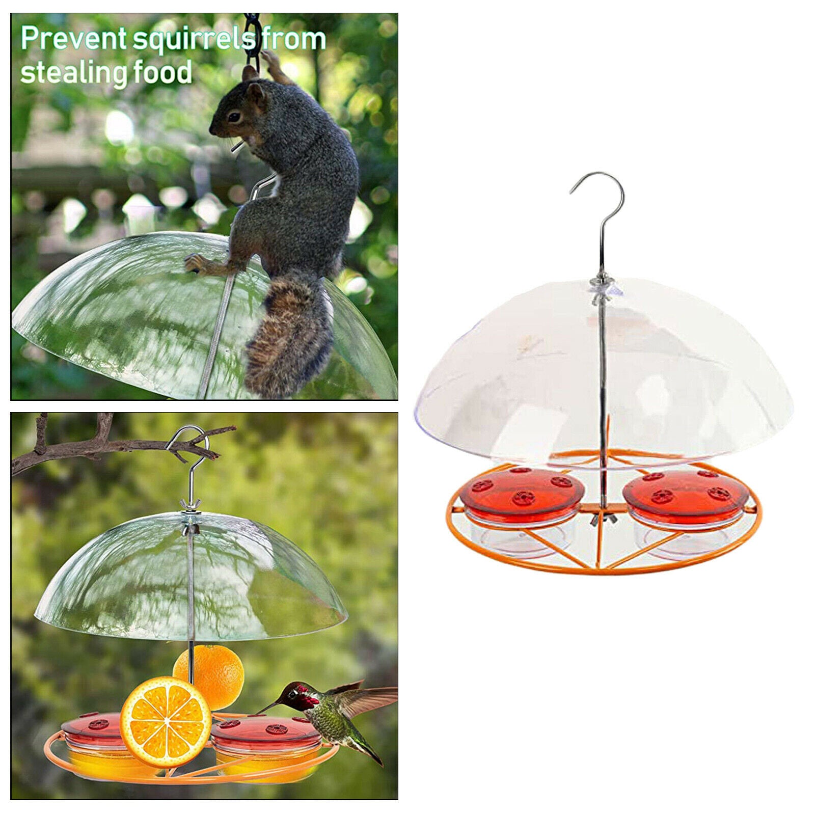 Bird Feeder w/ Clear Roof Squirrel Proof Garden Hanging Garden Patio Decor