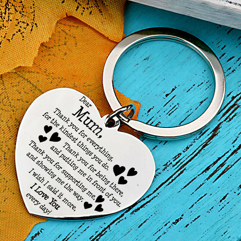 Heart Shaped Engraved Letter keychain love Pendant To best mum Mother's D.l8