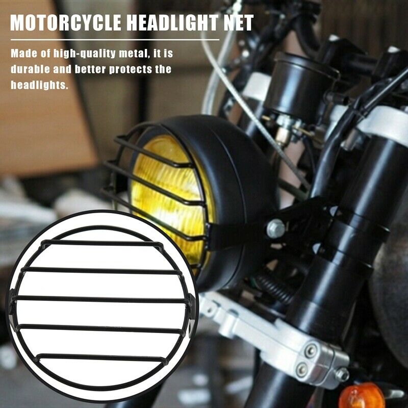 Motorcycle Headlight Cover-7Inch Retro Old School Metal Motorcycle Grill Side G1