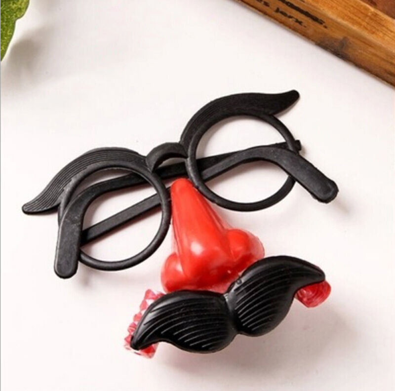 Clown Glasses Costume Ball RoundBDrame Red Nose Whistle Mustac.l8