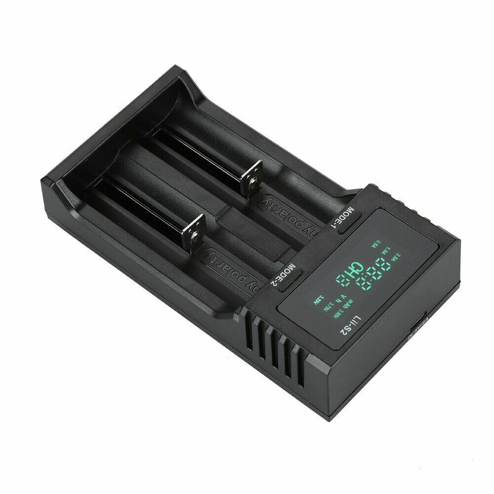 2-Bay Smart Battery Charger Digital Display LiitoKala LII-S2 for 18650 26650 AAA