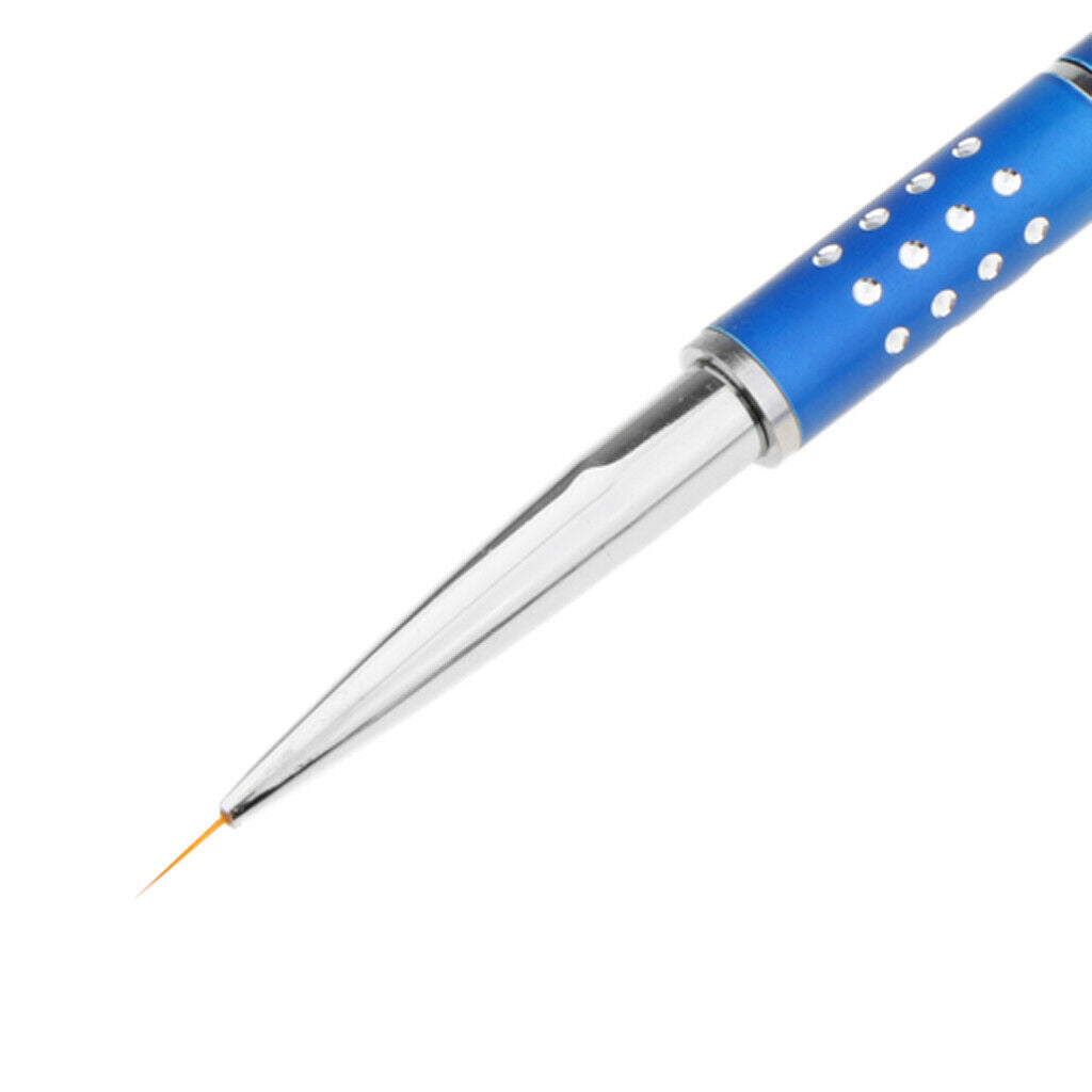 Nail Art Liner Brush Pen Painting Carving Flower Diamond Alloy Handle Blue