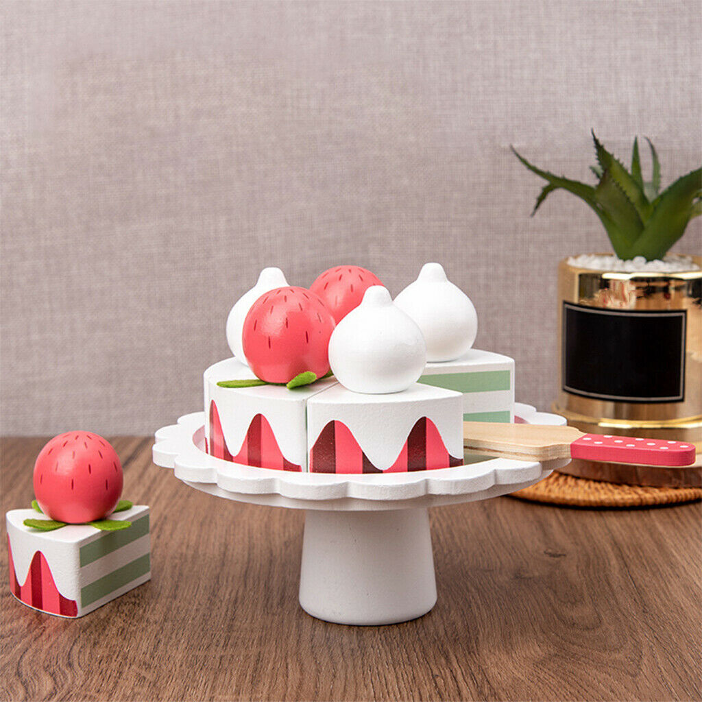 Wooden Play Food Pretend Cake Toys for Kids Boys Girls 4-6 Play Fun