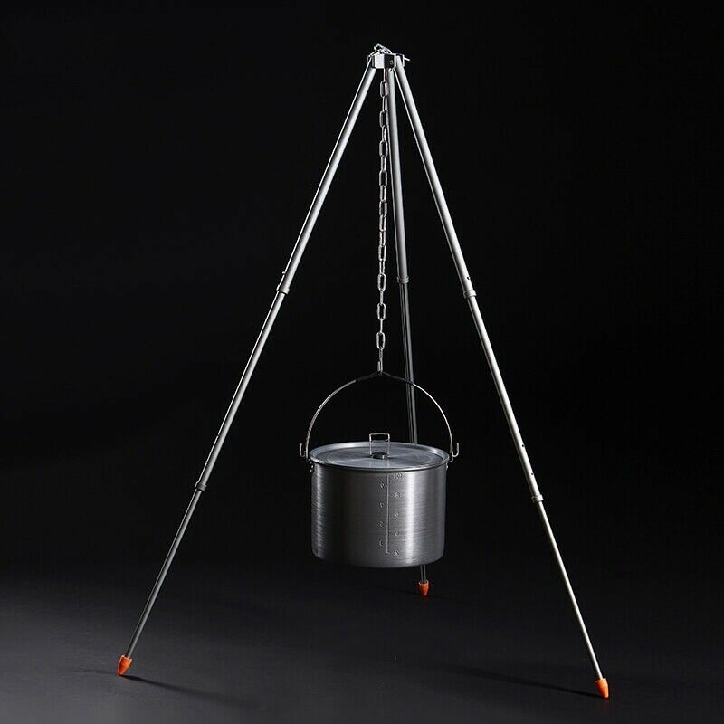 Portable Camp Fire Tripod Teles Outdoor Cooking Tripod with Adjustable Hang E2P9