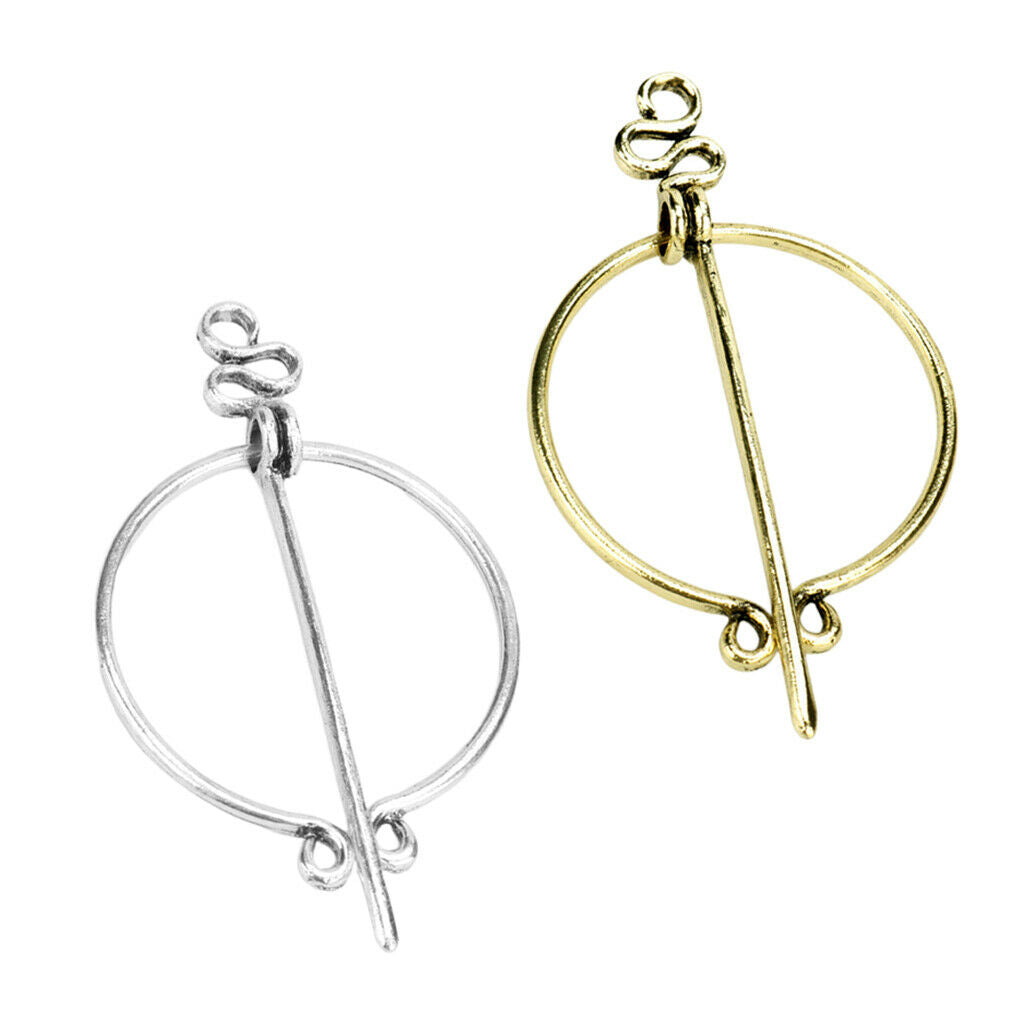 2Pcs Retro Viking Brooch Penannular Shawl Coat Fibula Pin Clasp Fastener