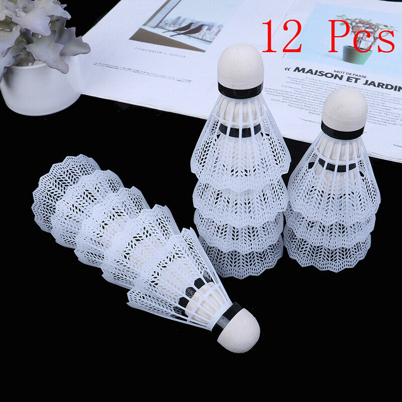 12 Pcs White Plastic Badminton Ball Shuttlecocks Sport Training Sport .l8