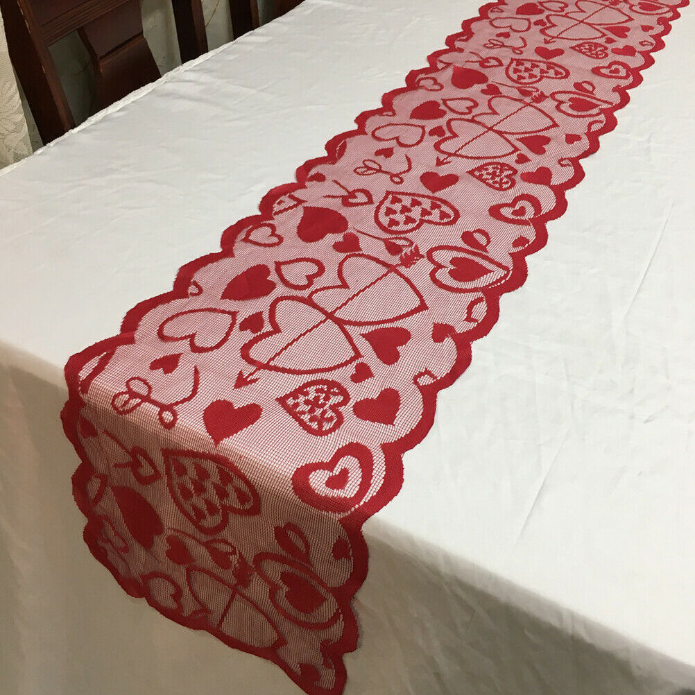 Valentine's Day Table Placemats Heart Pattern Lace Dinner Table Party Supplies
