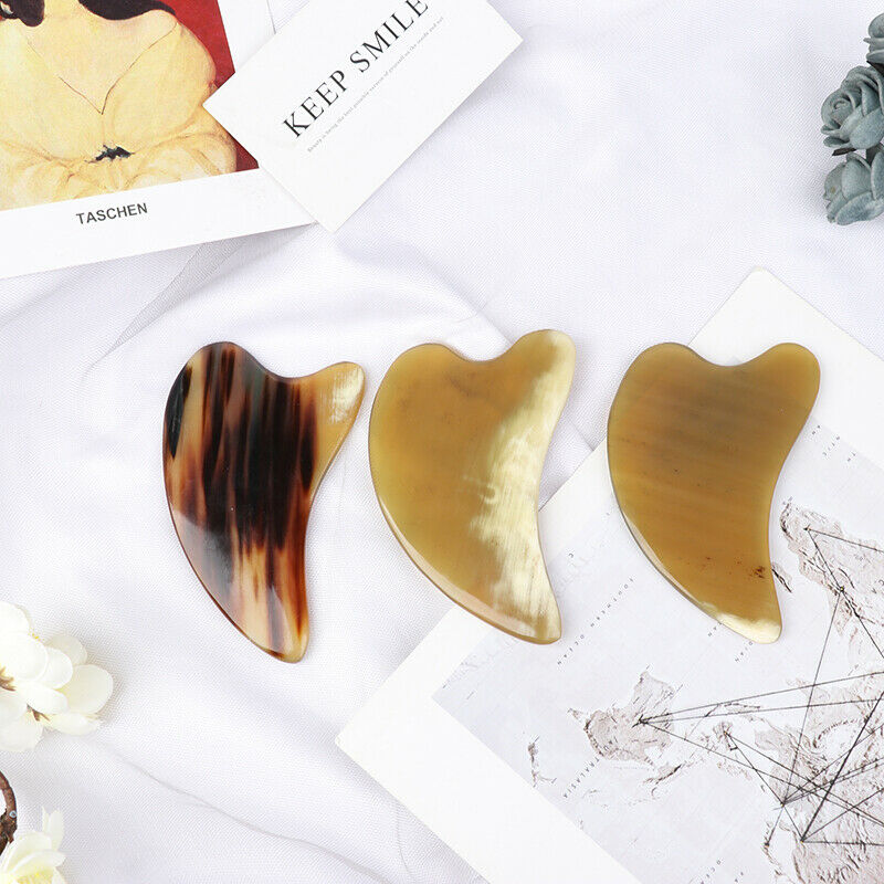 Natural Ox Horn Gua Sha Board Facial Lift Neck Body Scraping Massage To.l8