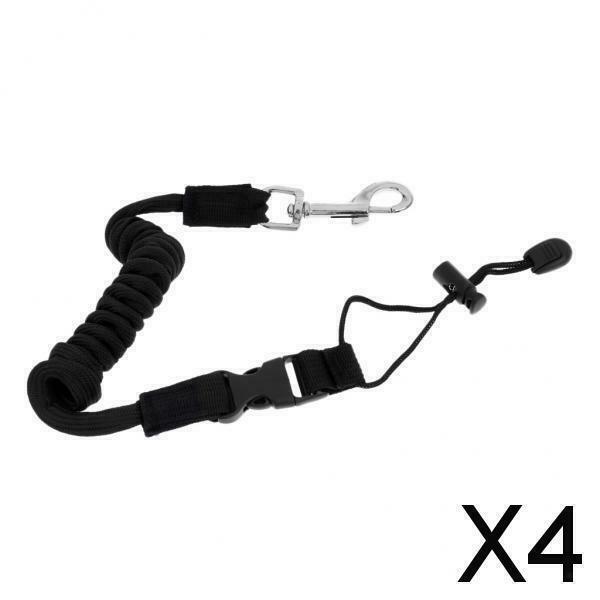 4X Safety Kayak Paddle Leash Fishing Rod Pole Coiled Lanyard Cord Black