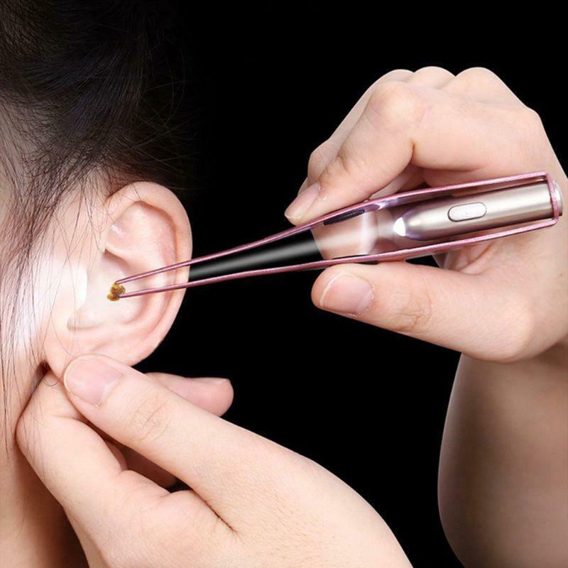 LED Light Ear Wax Removal Tool Fish Shape Kids Earpick Spoon Luminous Tweezers
