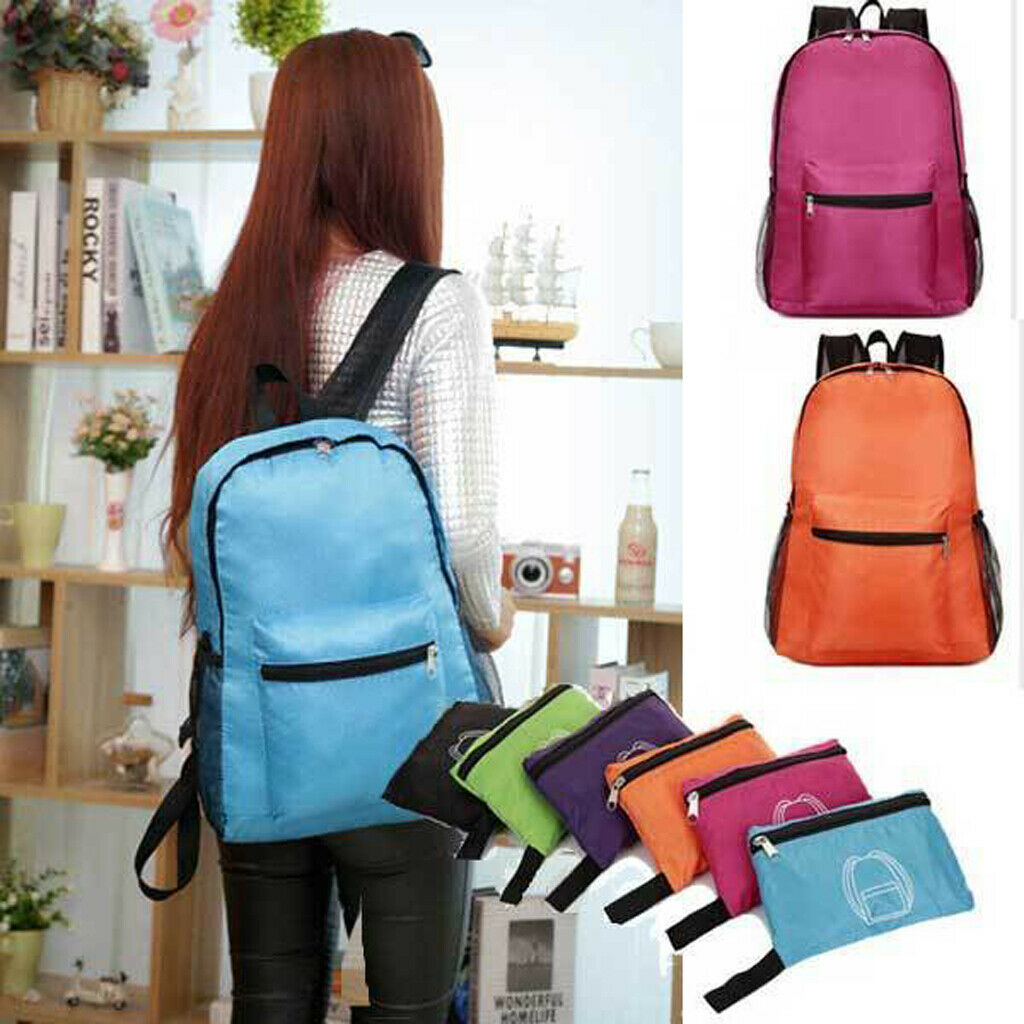 Portable Folding Waterproof Backpack Outdoor Travel Hiking Camping Bag Blue