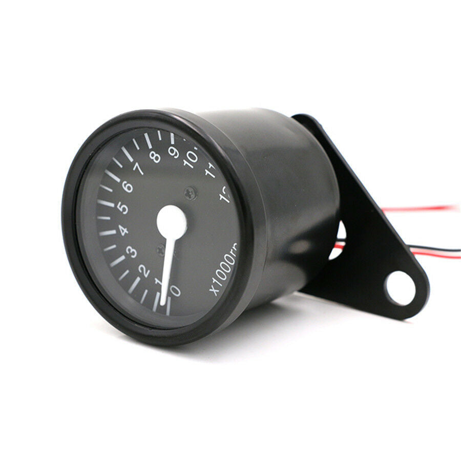 New 12000RPM 12V Black LED Motorcycle Tachometer Speedometer Gauge With Bracket