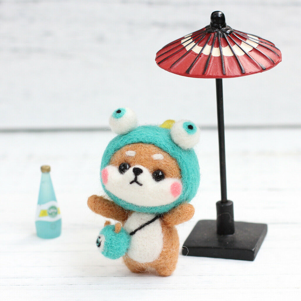 4 Sets Cute Shiba Inu Needle Felting Kits Tutorials Roving Needlecraft Home