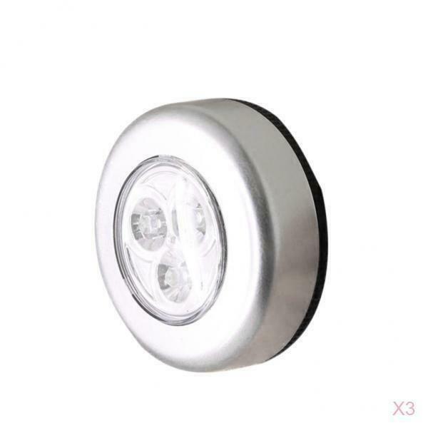 3x LED Touch Push On Off Light Wireless Night Light Energy Saving Lamp White