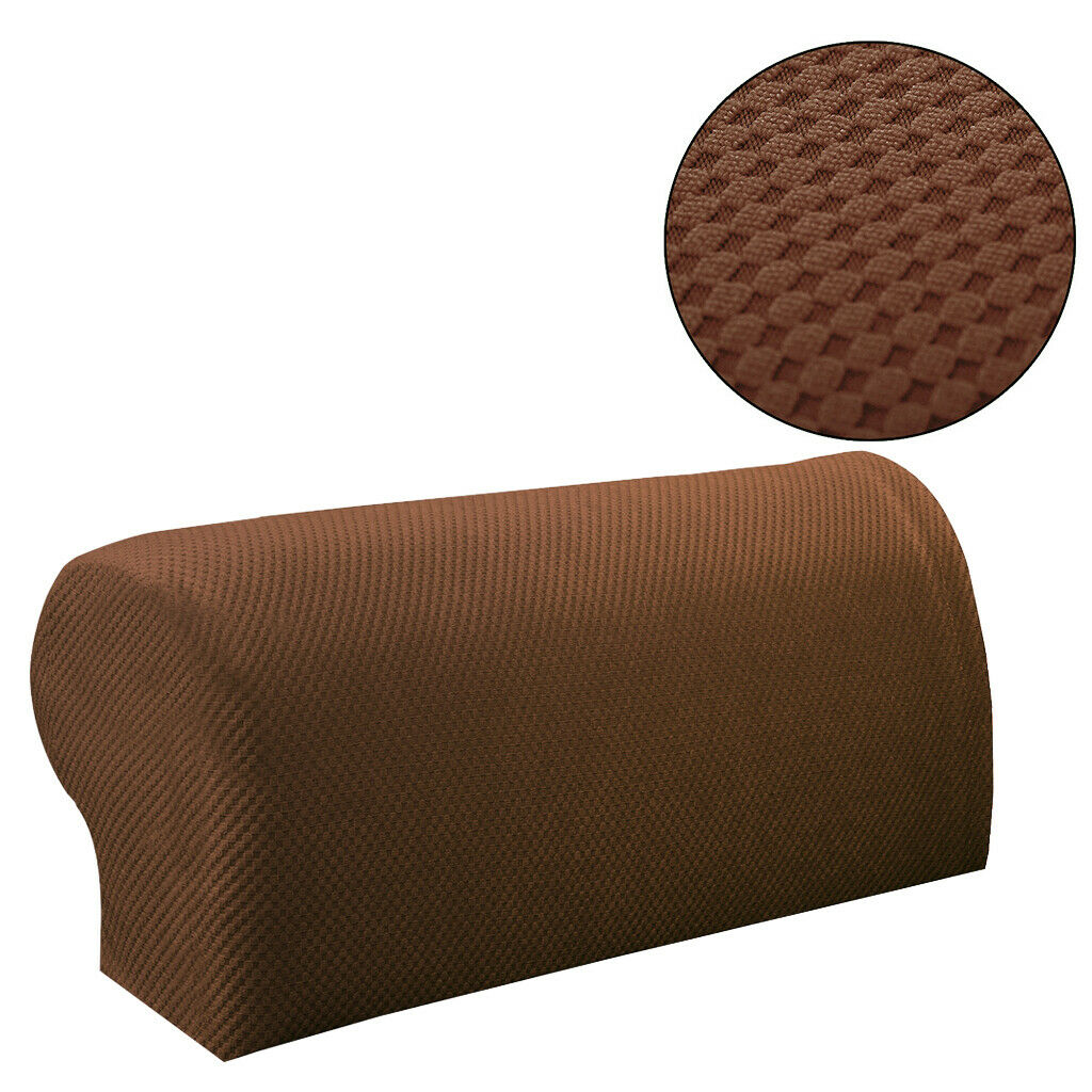 6Pcs Brown Elastic Sofa Armrest Covers Armchair Slipcovers Arm Rest Caps