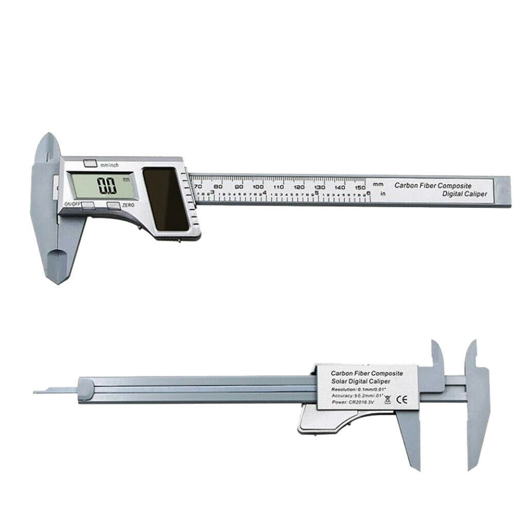 0-150mm Solar Power Digital Vernier Caliper Carbon Fiber Measuring Tools