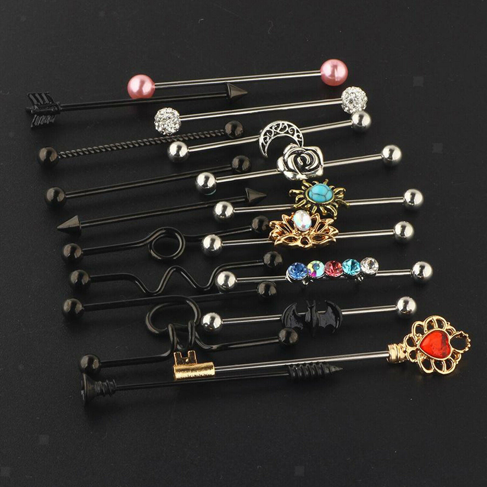 18pcs 1.6mm 14G Stainless Steel Industrial Barbell Earrings 38mm 1 1/2