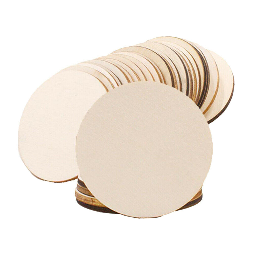25Pcs Unfinished Wood Circle Round Wood Pieces Blank Round Ornaments Wooden