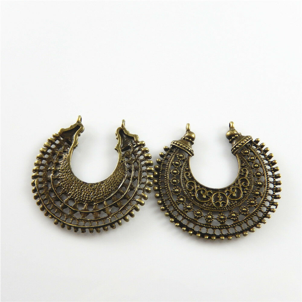 Pack 6 Antiqued Bronze Zinc Alloy Nice Moon Charms Necklace Pendant Findings