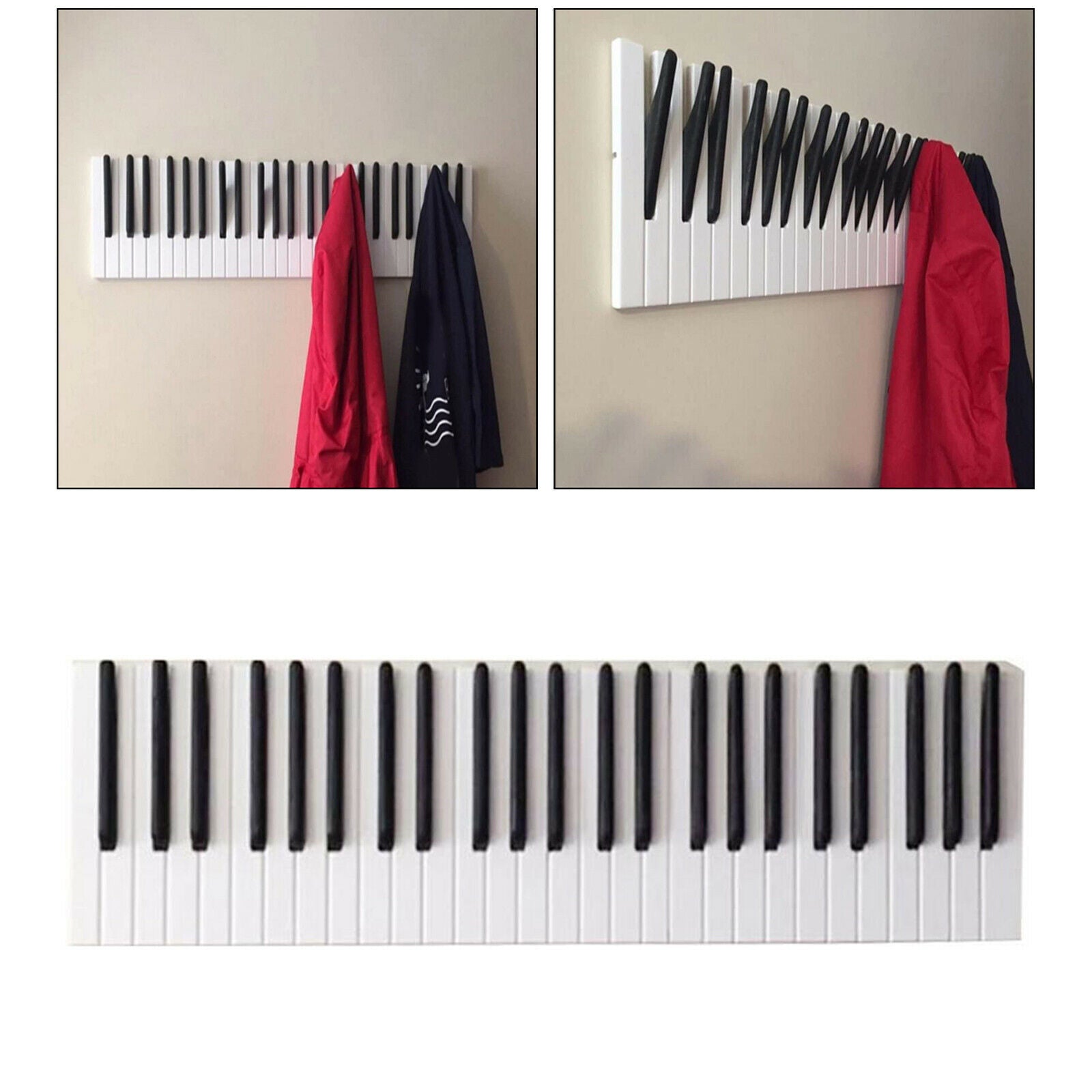Wood Piano Hooks Coat Rack Holder Wall Clothes Purse Robes Hook Rail Decor