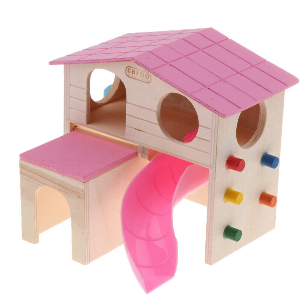 Set of 2 Double Layers Hamster House Wooden Small Animals Pet Rats Gerbil