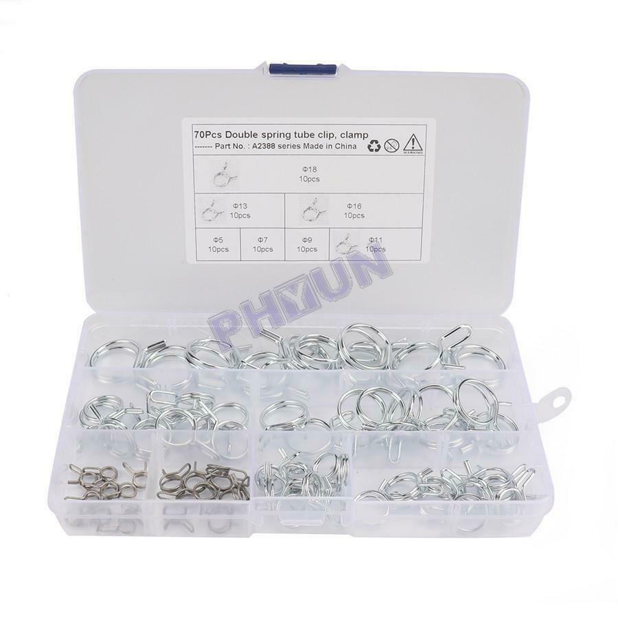 70PCS Î¦5-Î¦18 Double Wire Fuel Line Hose Tube Spring Clamp For Car Motorcycle RV