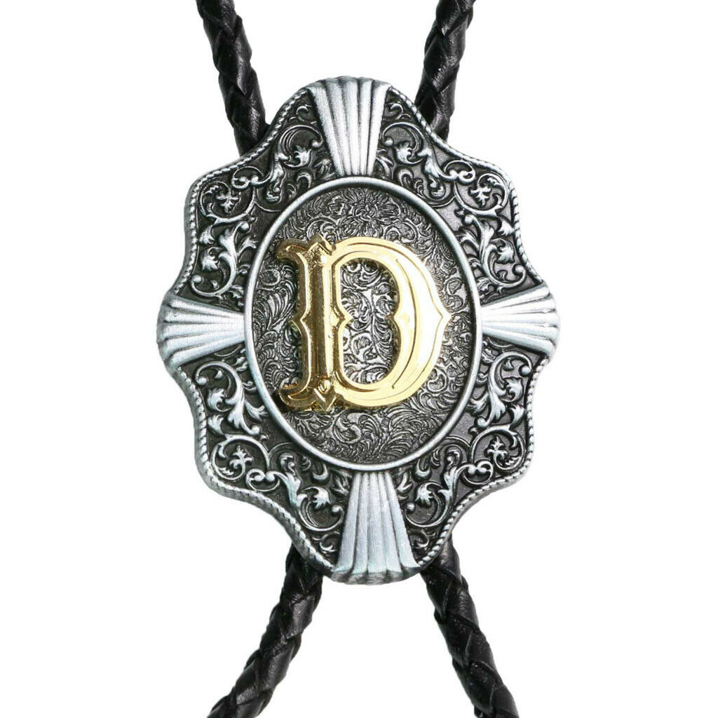 3 Pieces Initial Letter A C D Western Cowboy Rodeo Bolo Tie man Ornaments