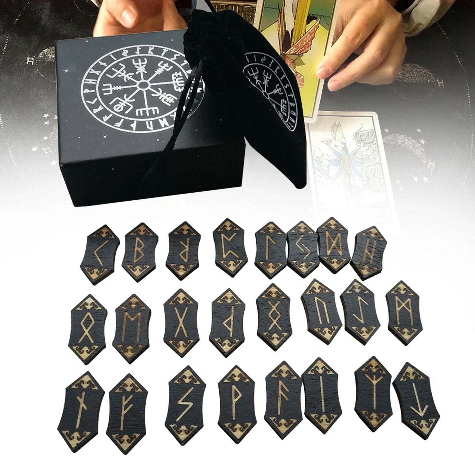 Rune Stones Card Set Nordic with Bag Props Home Toys The product card set is