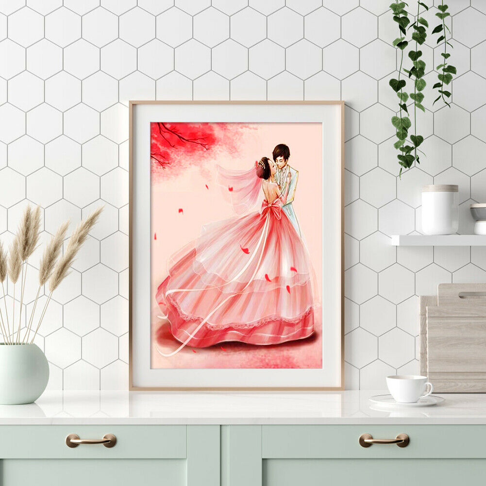 5D DIY Diamond Painting Wedding Couples Full Drill Embroidery Room Decor @