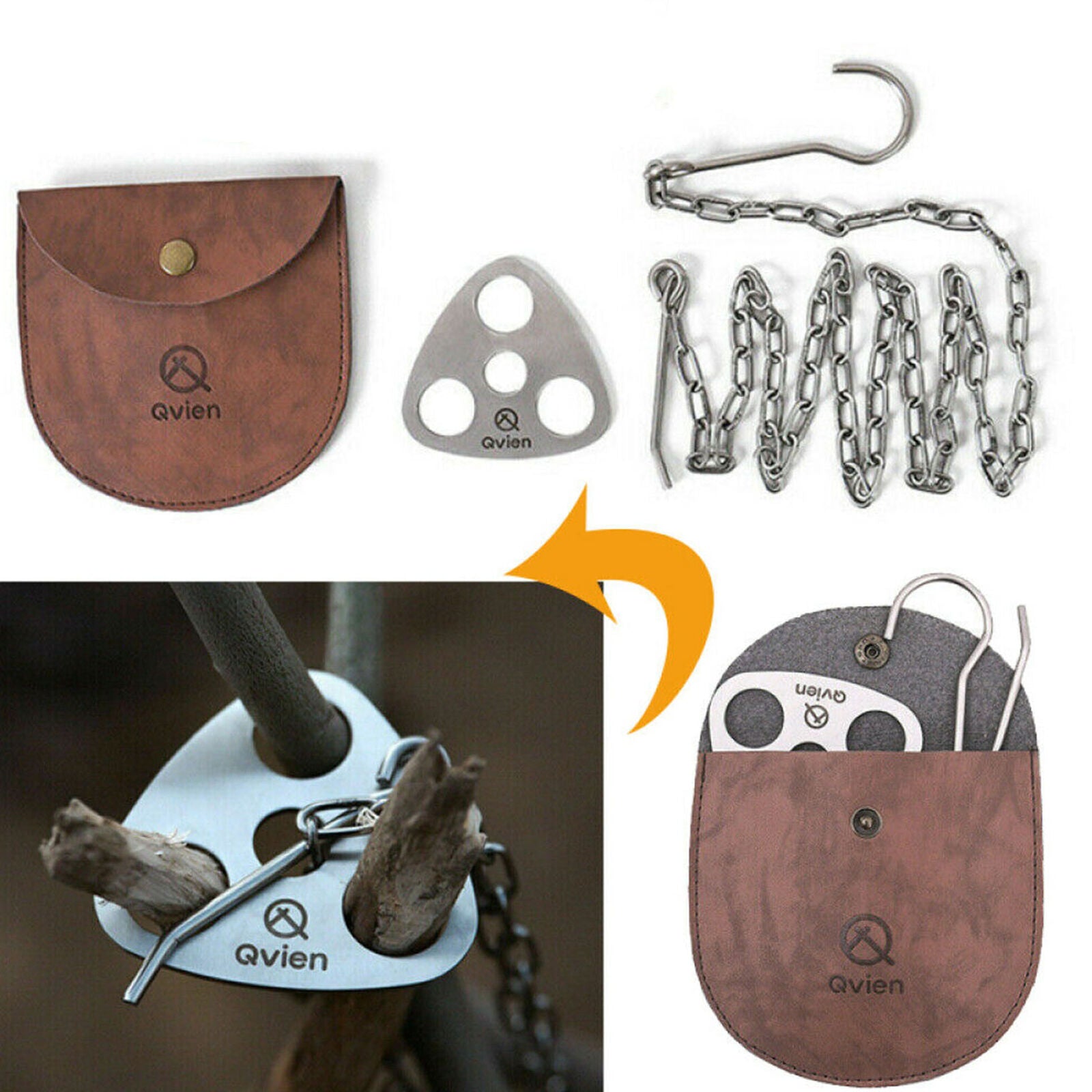 Outdoor Camping Tripod Portable Cooking Campfire Pot Holder Durable Picnic Cast`