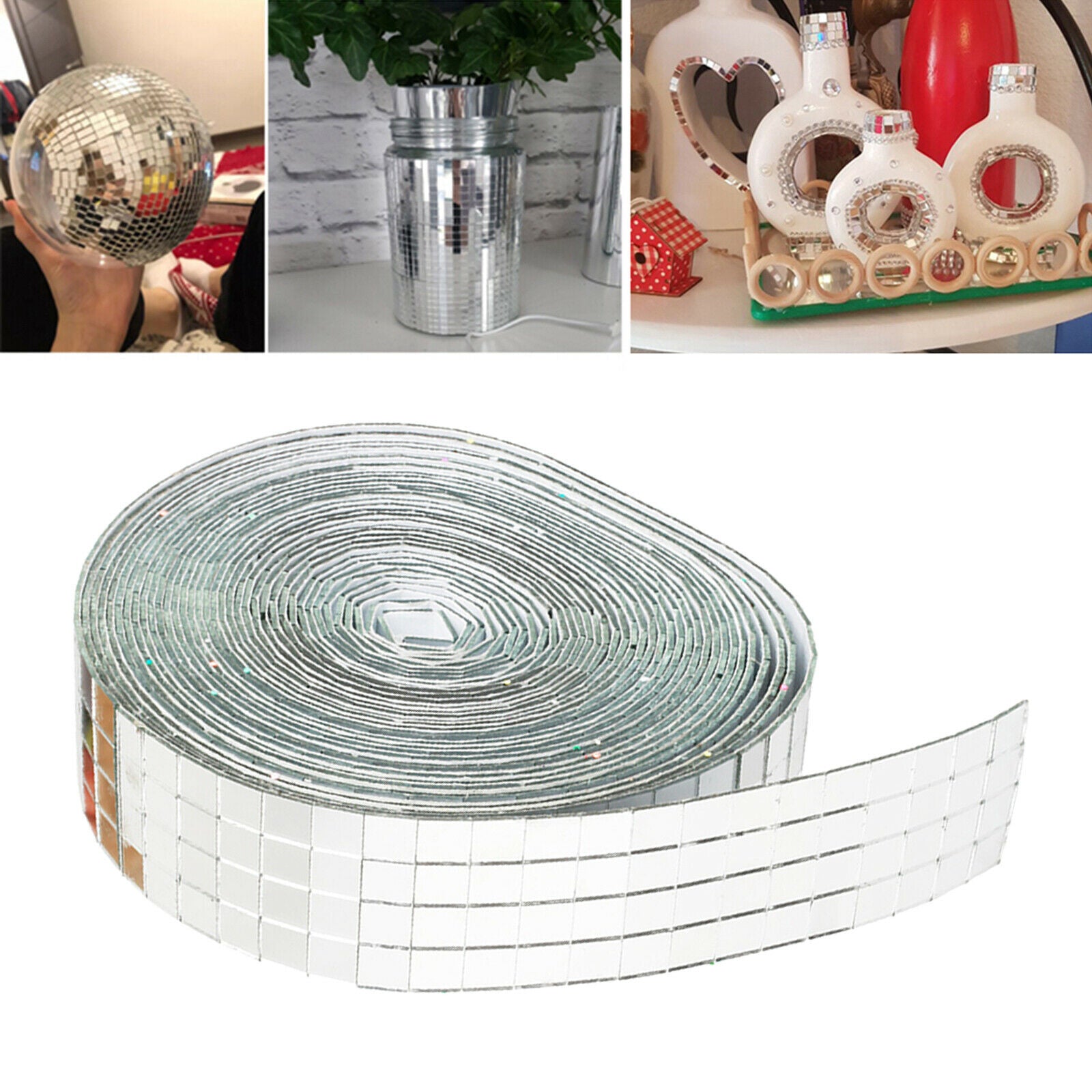 1 roll 1464pcs real glass mirror mosaic tile stickers for crafts