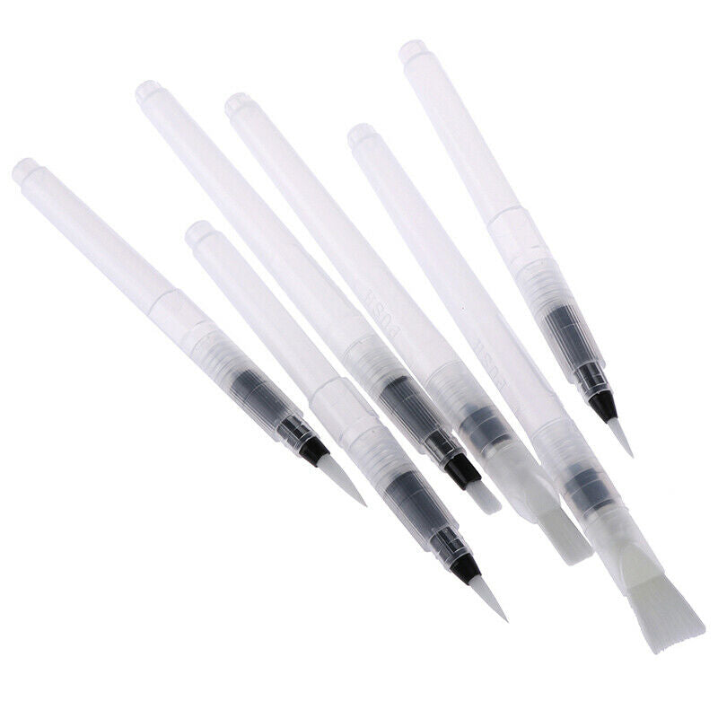 6Pcs refillable ink pen soft watercolor brushes for drawing painting art pe Rf
