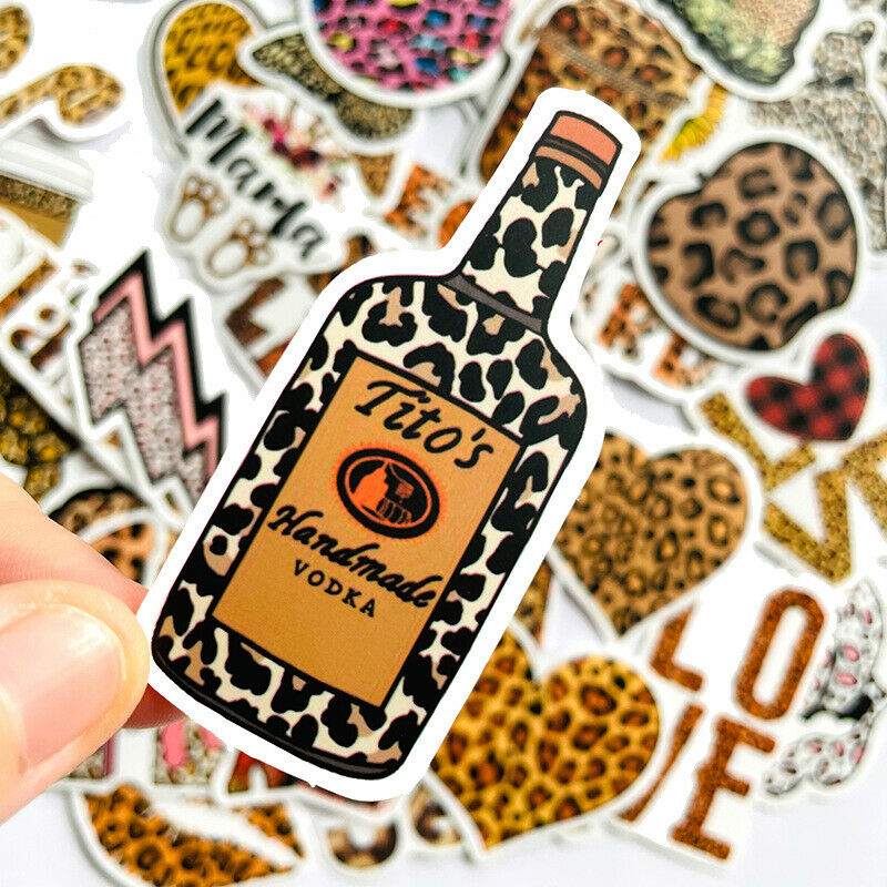50Pcs Fashion Leopard Stickers For Scooter Bike Mobile Phone Notebook Travel DF