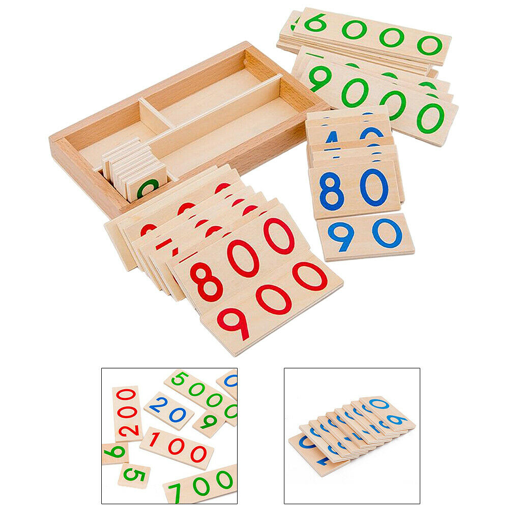 Wooden 1-9000 Number Card Counting Educational Montessori Activity Kids Gift