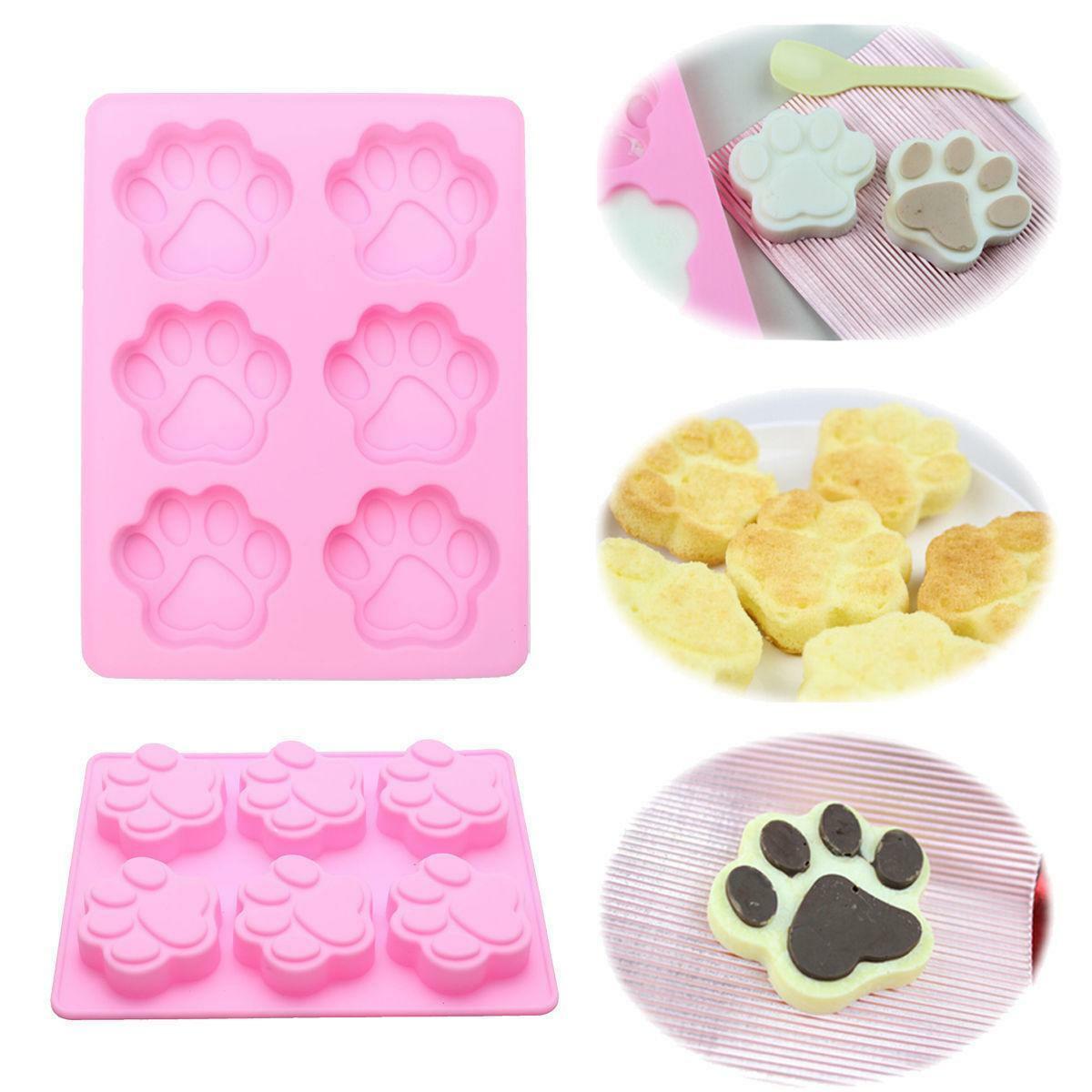 Silicone Cat Dog Paw Print Cake Mold Candy Chocolate Ice Cube Baking Mold Tool