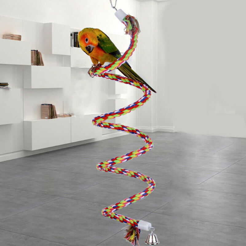 50cm/19.7in Bird Perch Spiral Cotton Rope Chewing Parrot Climbing Standin.l8