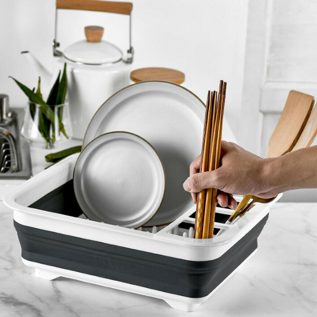 Collapsible Dish Drainer Dish Drying Rack Portable Dinnerware Organizer
