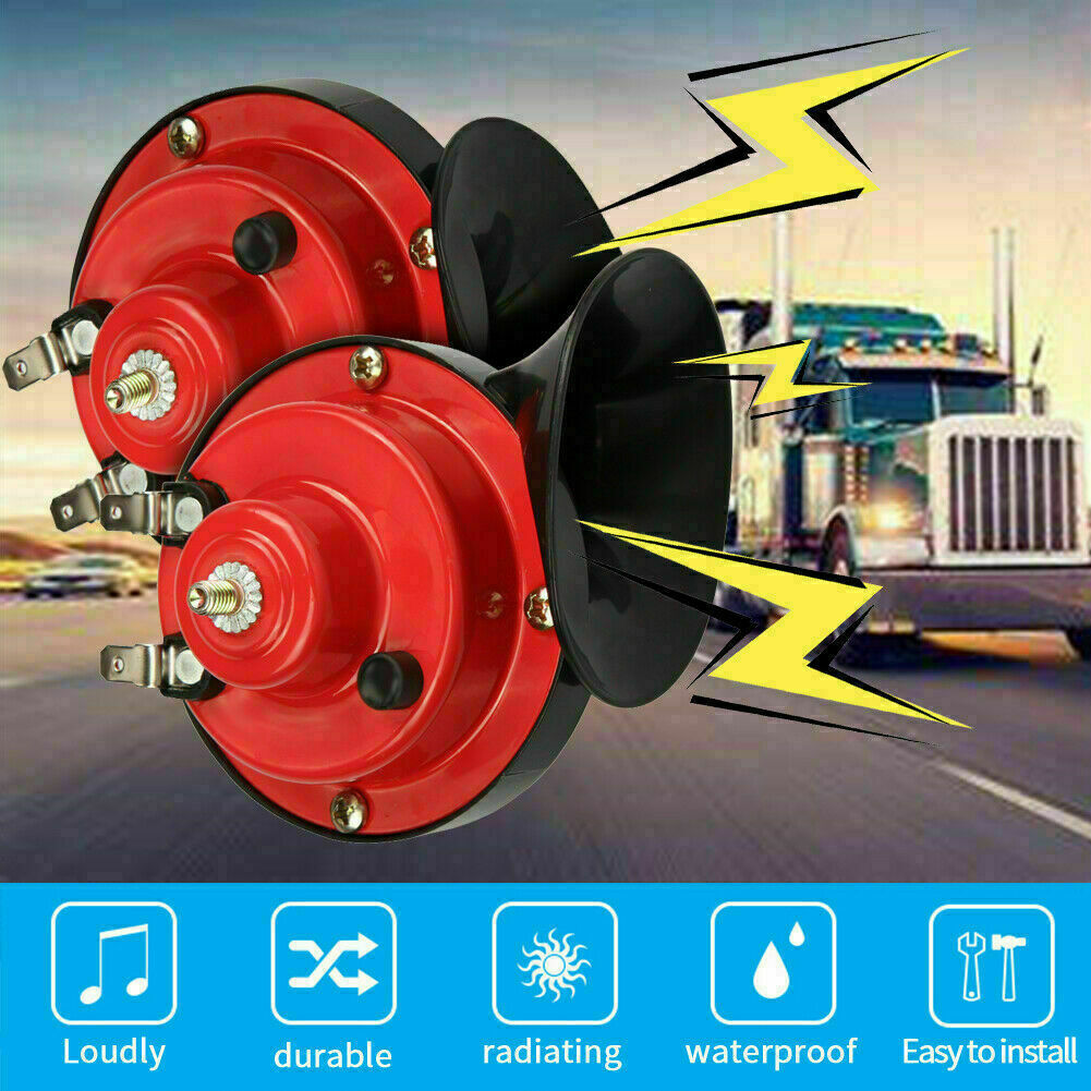 12V 300DB Super Loud Train Horn Waterproof for Motorcycle Car Truck SUV Boat Red