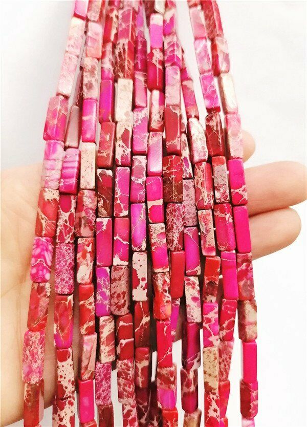 1 Strand 14x4mm Rose Sea Sediment Jasper Rectangle Spacer Beads 15.5inch HH7568