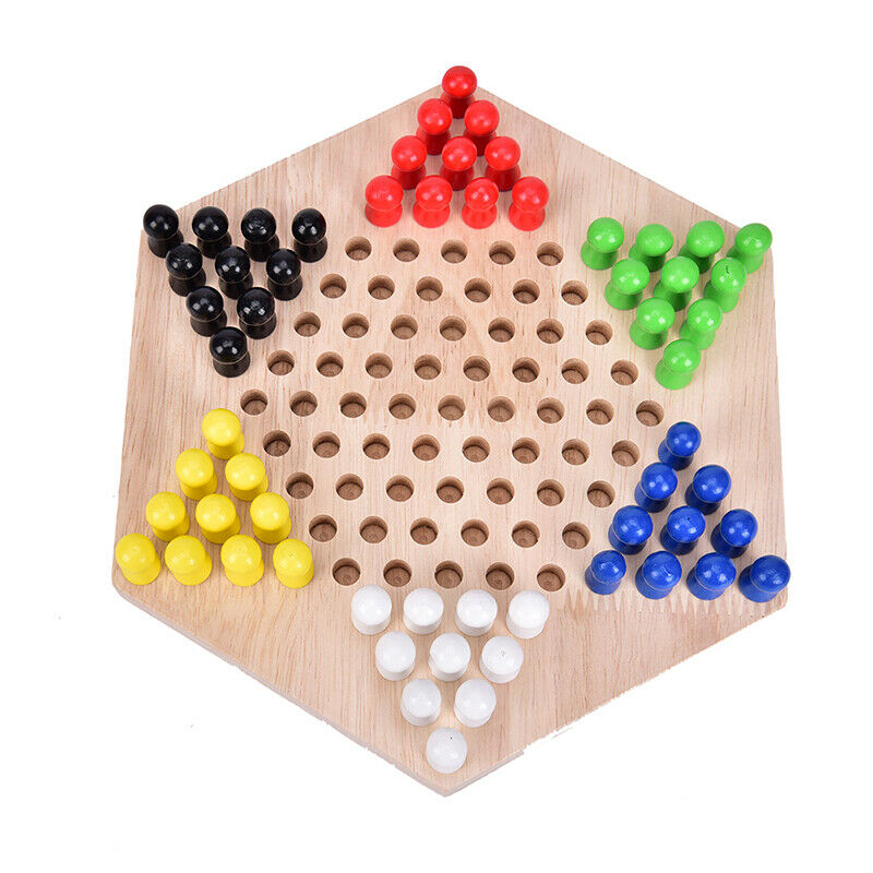1PC Most Popular Traditional Hexagon Wooden Chinese Checkers Family Game SetY Fx