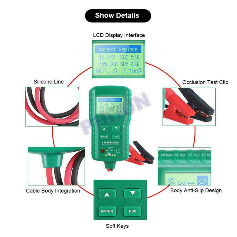 Car Battery Tester AH CCA Voltage Battery Load Analyzer Storage Battery Tester