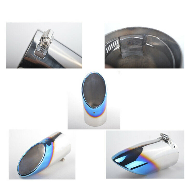 1PCS 70MM Car Exhaust Tail Pipe Roasted Blue Throat Muffler Stainless Steel Pipe