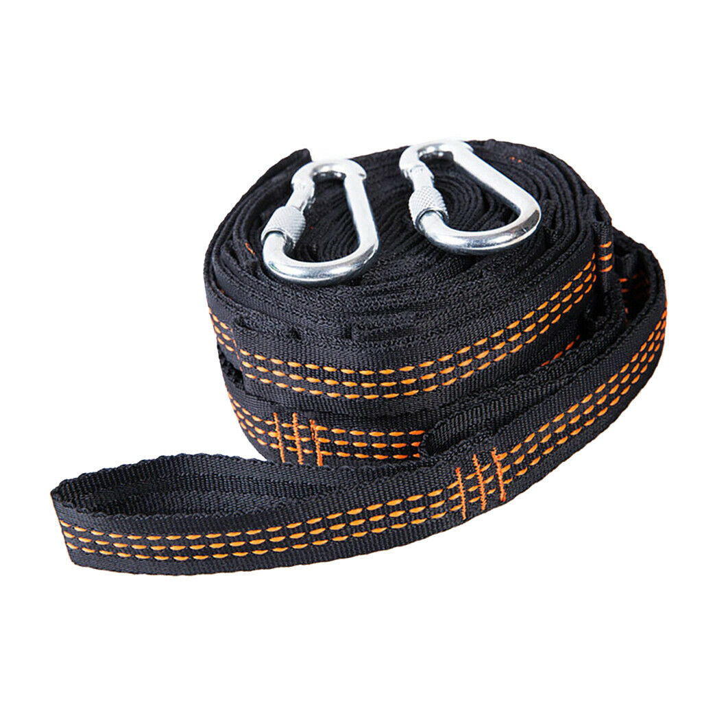 Hammock Bed Rope Tree Strap Strong Hanging Outdoor Camping Tool Hooks Orange