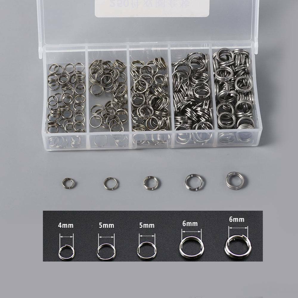 250pcs 5 Size Fishing lures Split Rings Stainless Steel For Fish Snap Connector-
