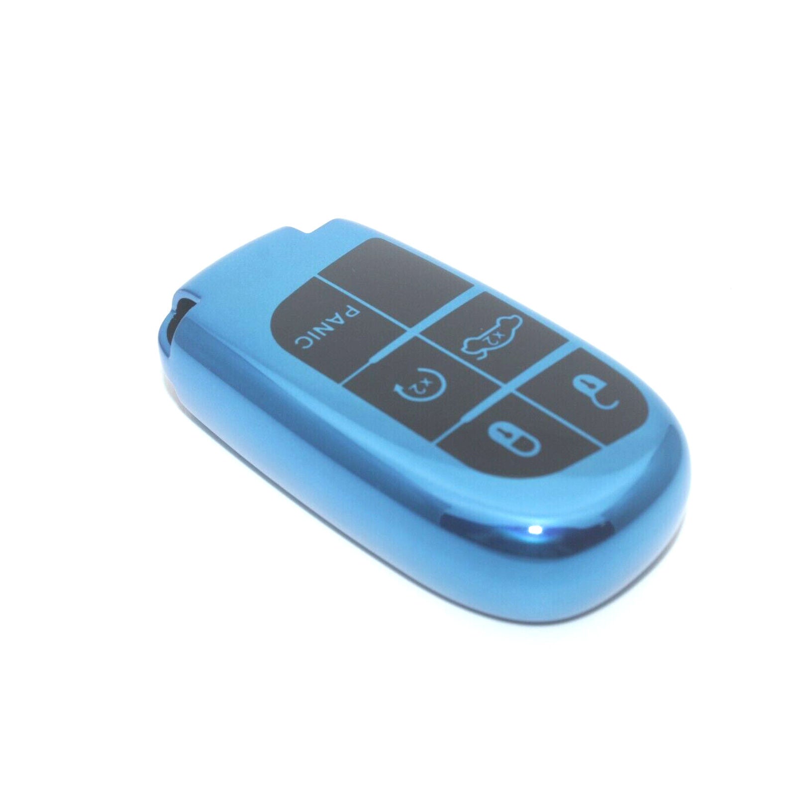 Blue TPU Full Covered Key Fob Cover Keychain for Jeep Dodge Charger Journey Dart
